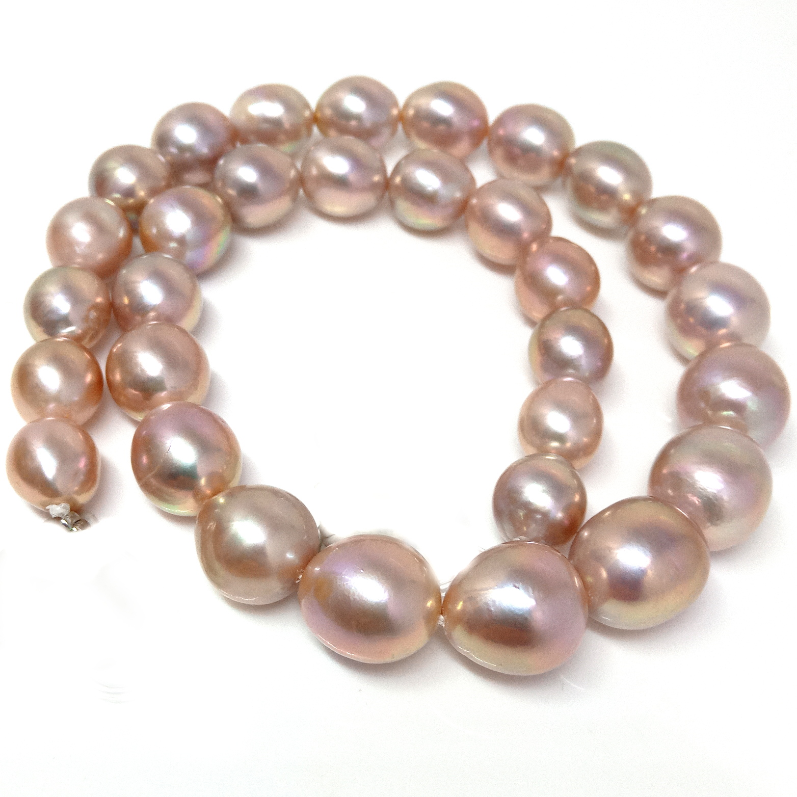 Pink With A Gold Overtone Edison Drop Pearls Strand